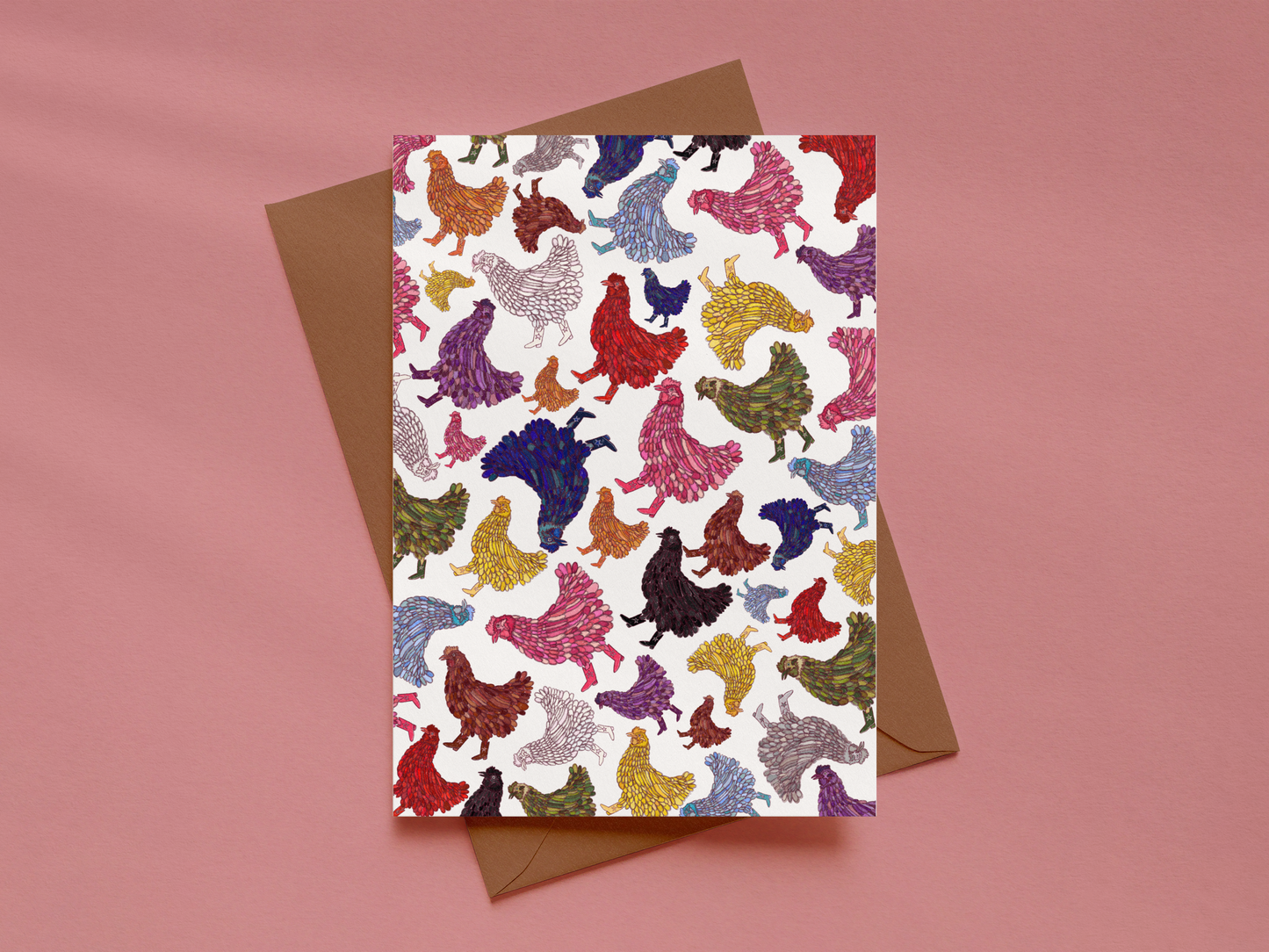 Rainbow Hens Card