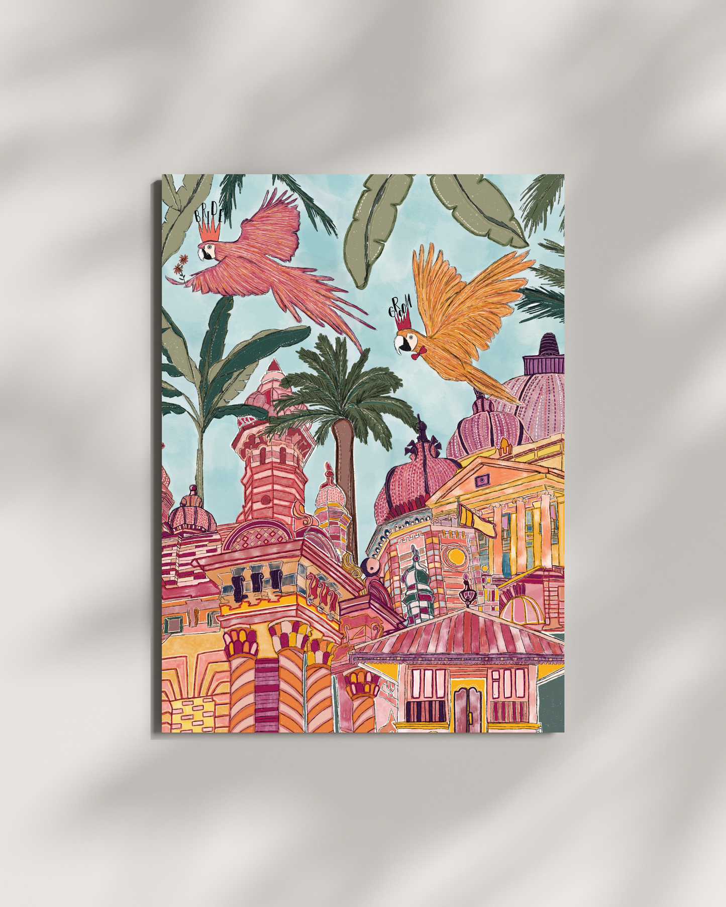 Just Married Macaws Card