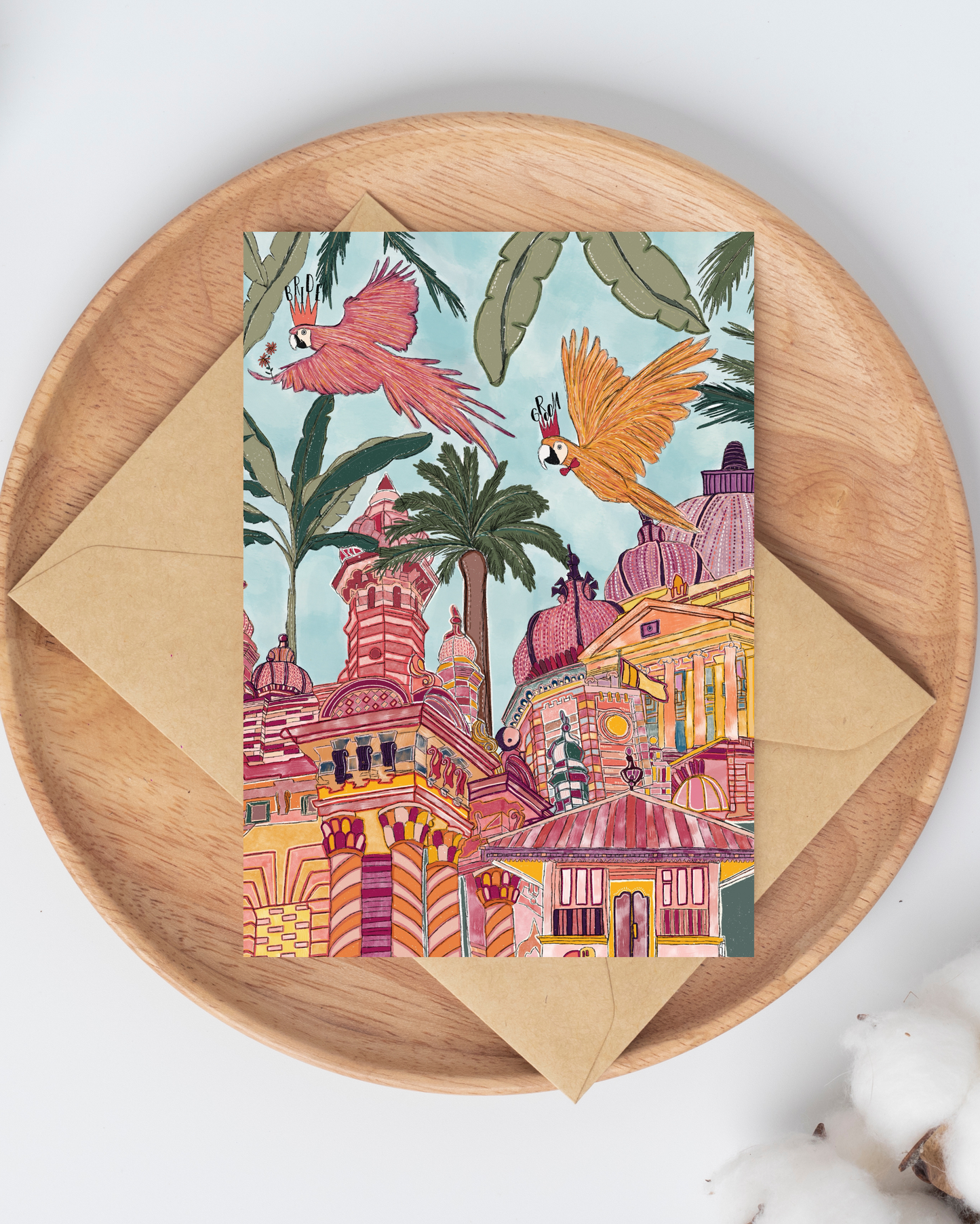 Just Married Macaws Card