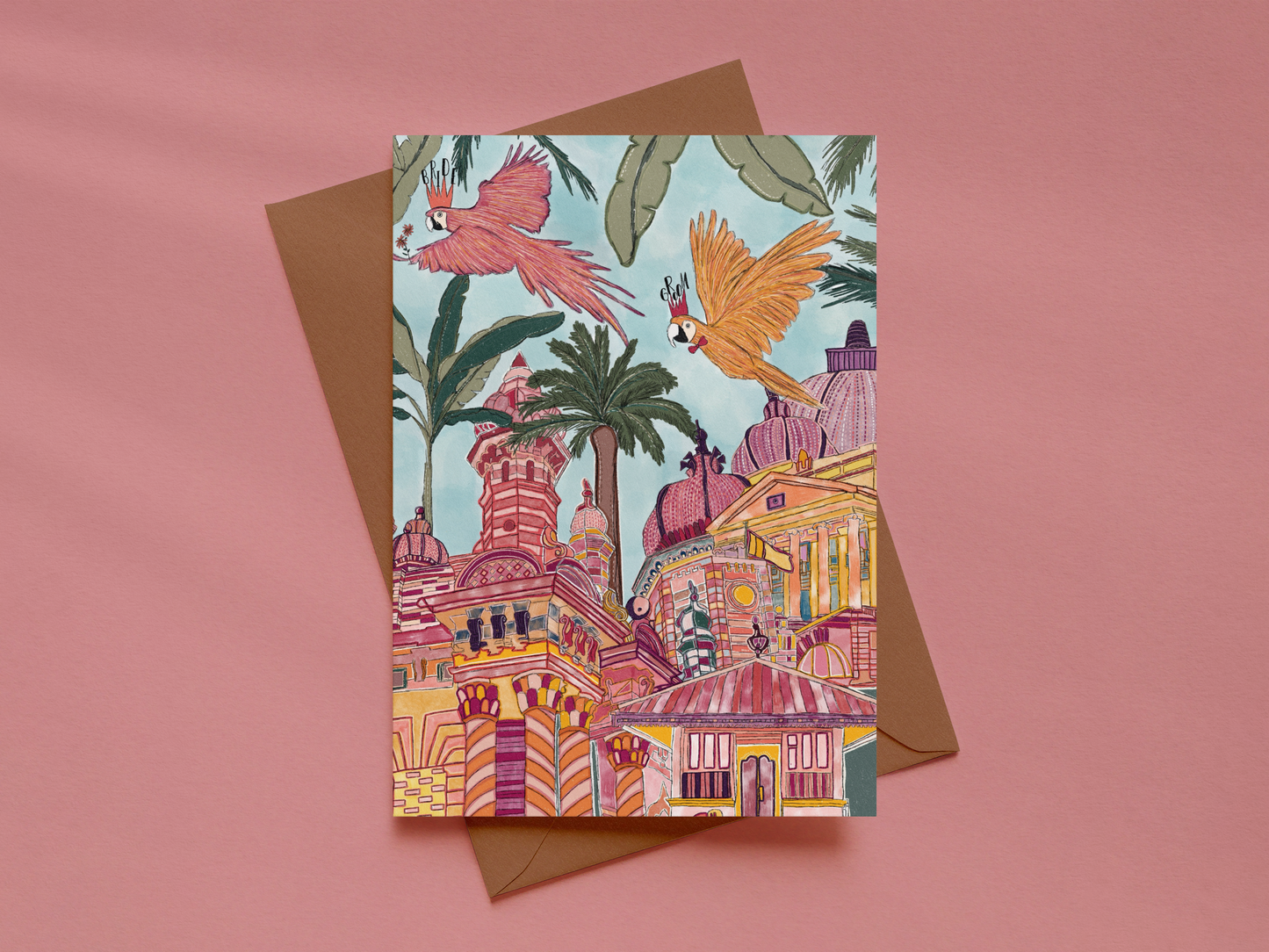 Just Married Macaws Card